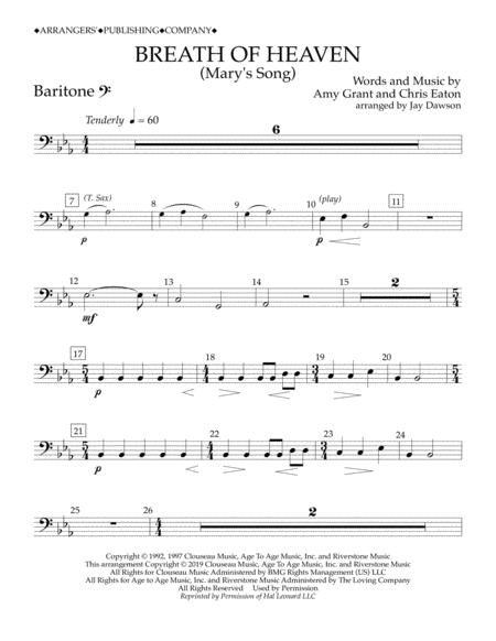 Breath of Heaven (Mary's Song) (arr. Jay Dawson) - Baritone B.C.