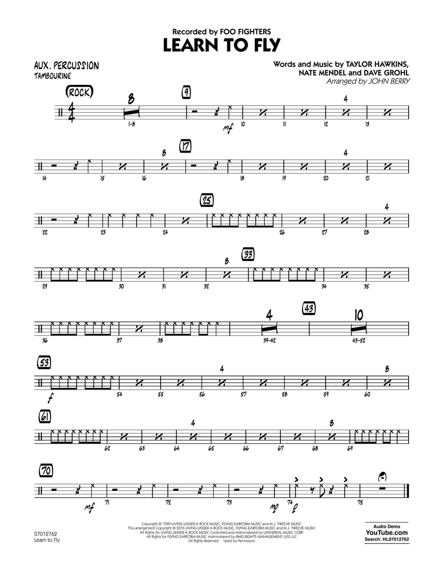 Learn to Fly - Aux Percussion Jazz Ensemble scores gallery preview page 1
