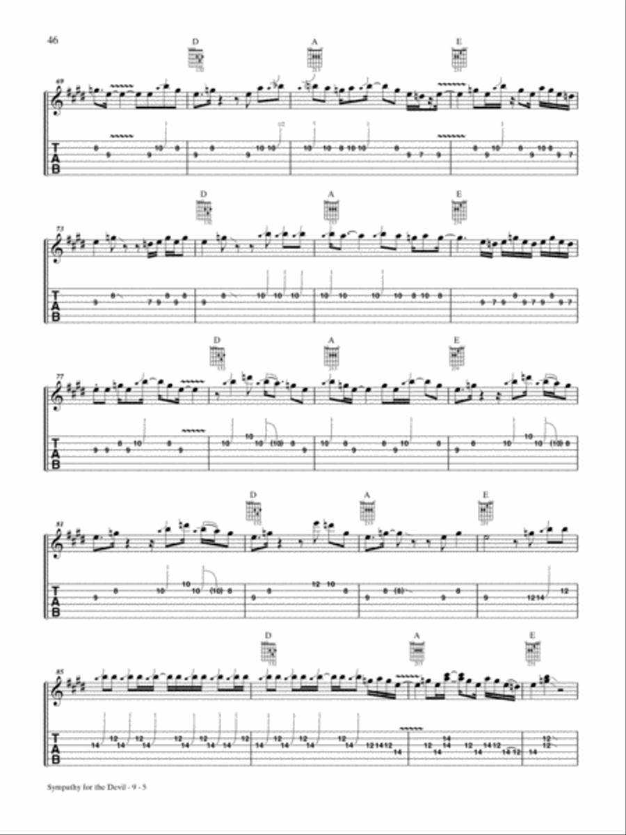 Sympathy for the Devil (Live Version) Guitar Tablature scores gallery preview page 5