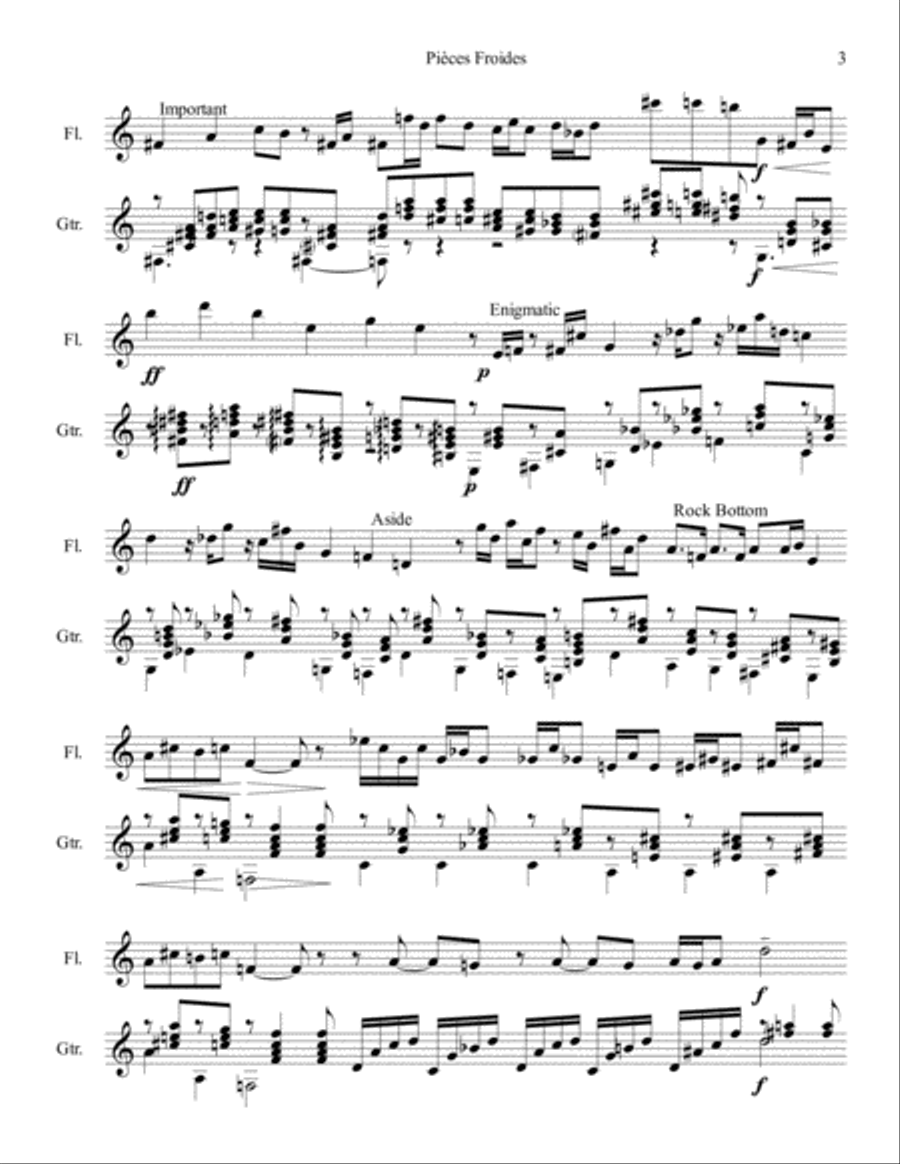 Pieces Froides for Guitar and Flute Duet Flute scores gallery preview page 3