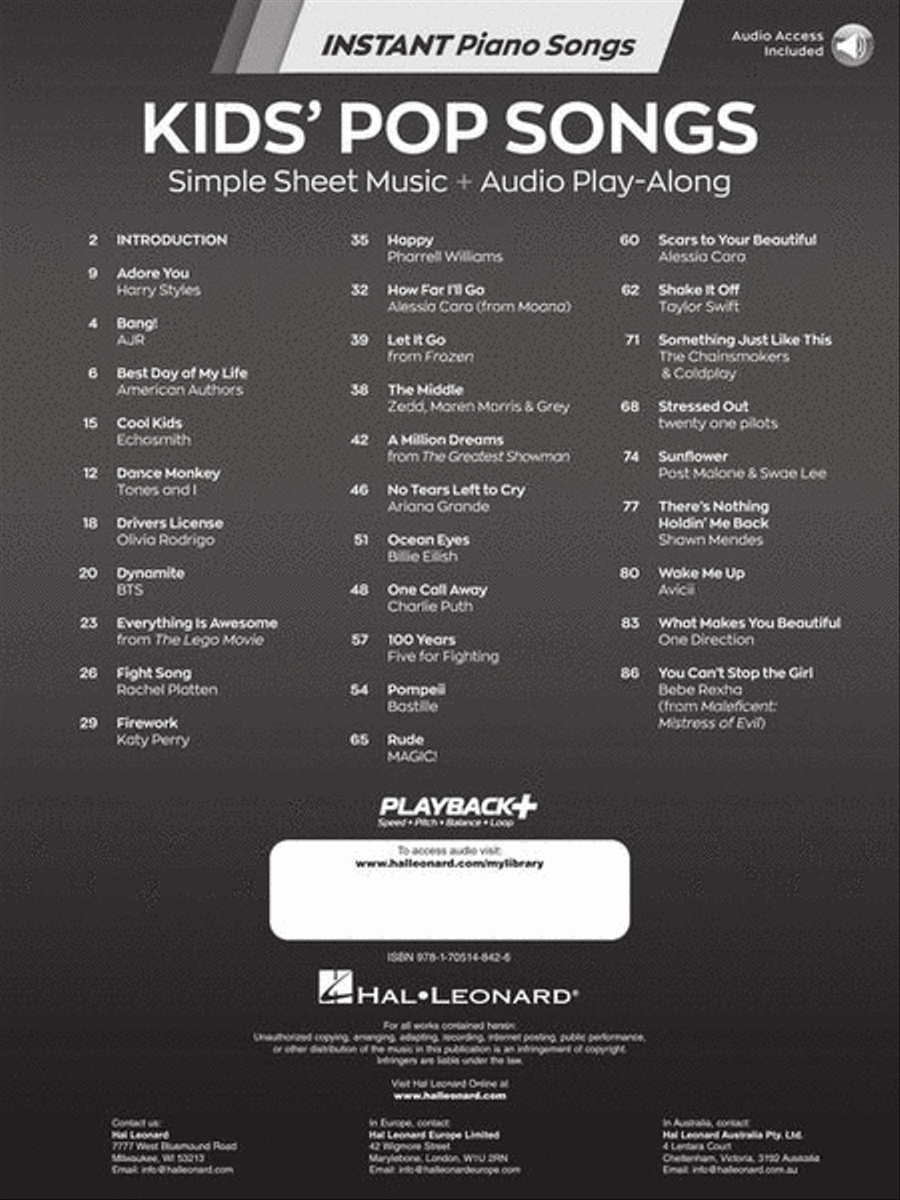 Kids' Pop Songs – Instant Piano Songs Easy Piano scores gallery preview page 3