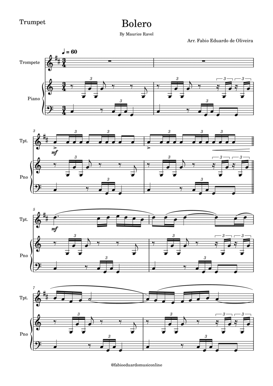 Bolero (Ravel) Bolero (Ravel) B-Flat Trumpet scores gallery preview page 1
