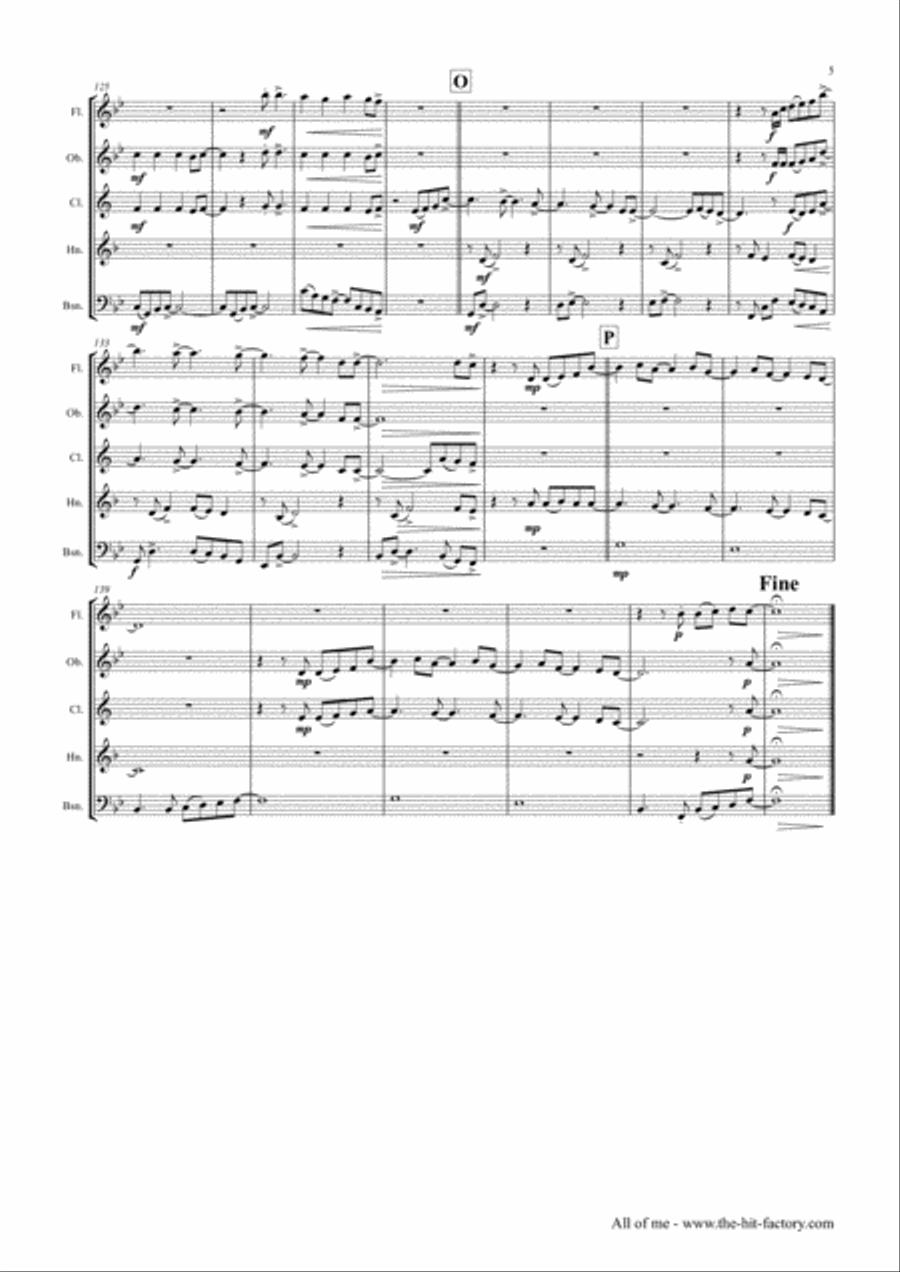 All Of Me Woodwind Quintet scores gallery preview page 5