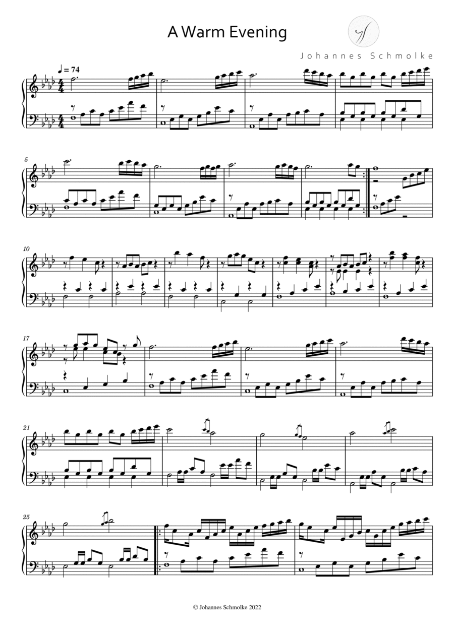 A Warm Evening A Warm Evening Piano Solo scores gallery preview page 1