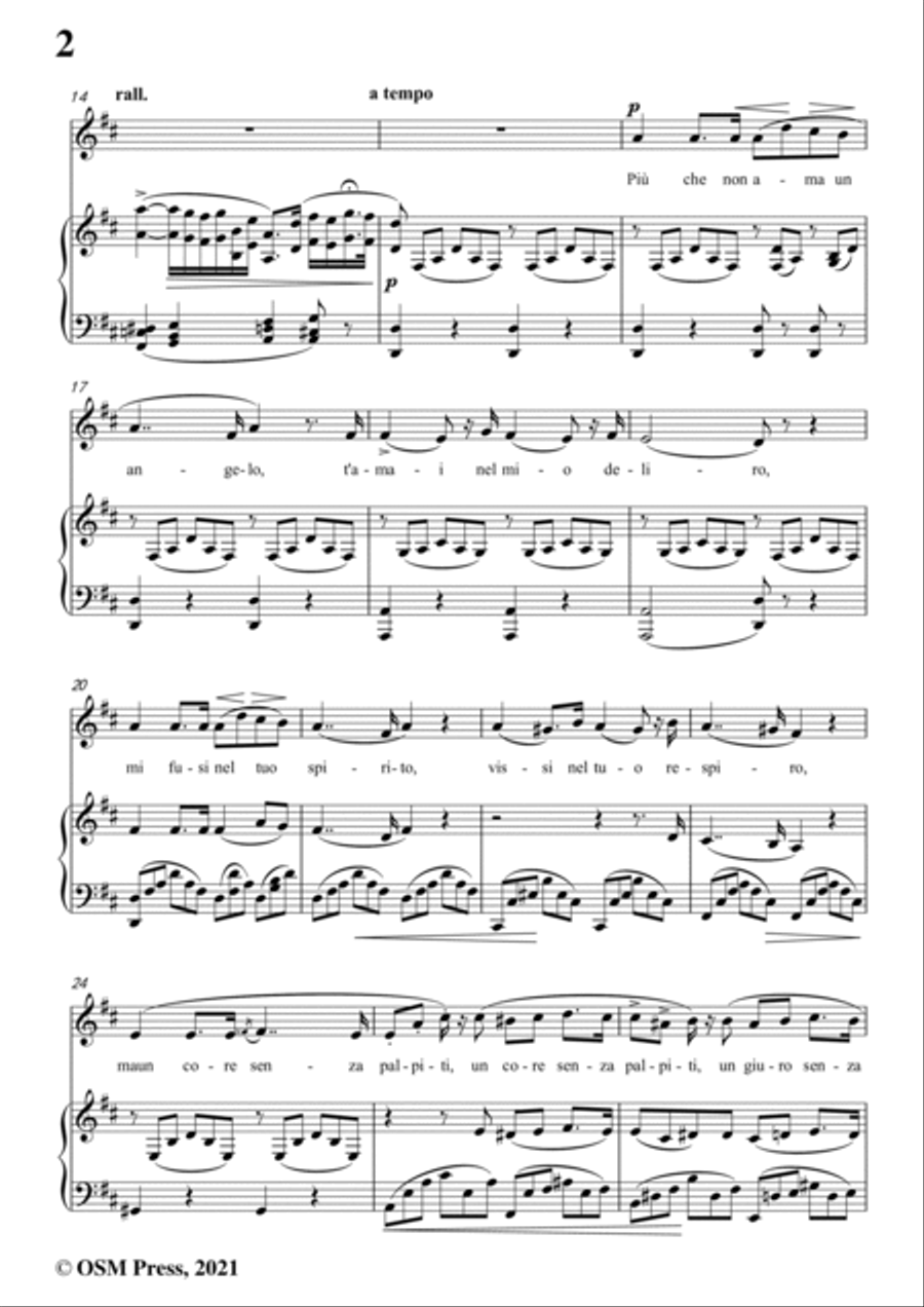 Donizetti-L'amor funesto,in D Major,for Voice and Piano Voice Solo scores gallery preview page 4