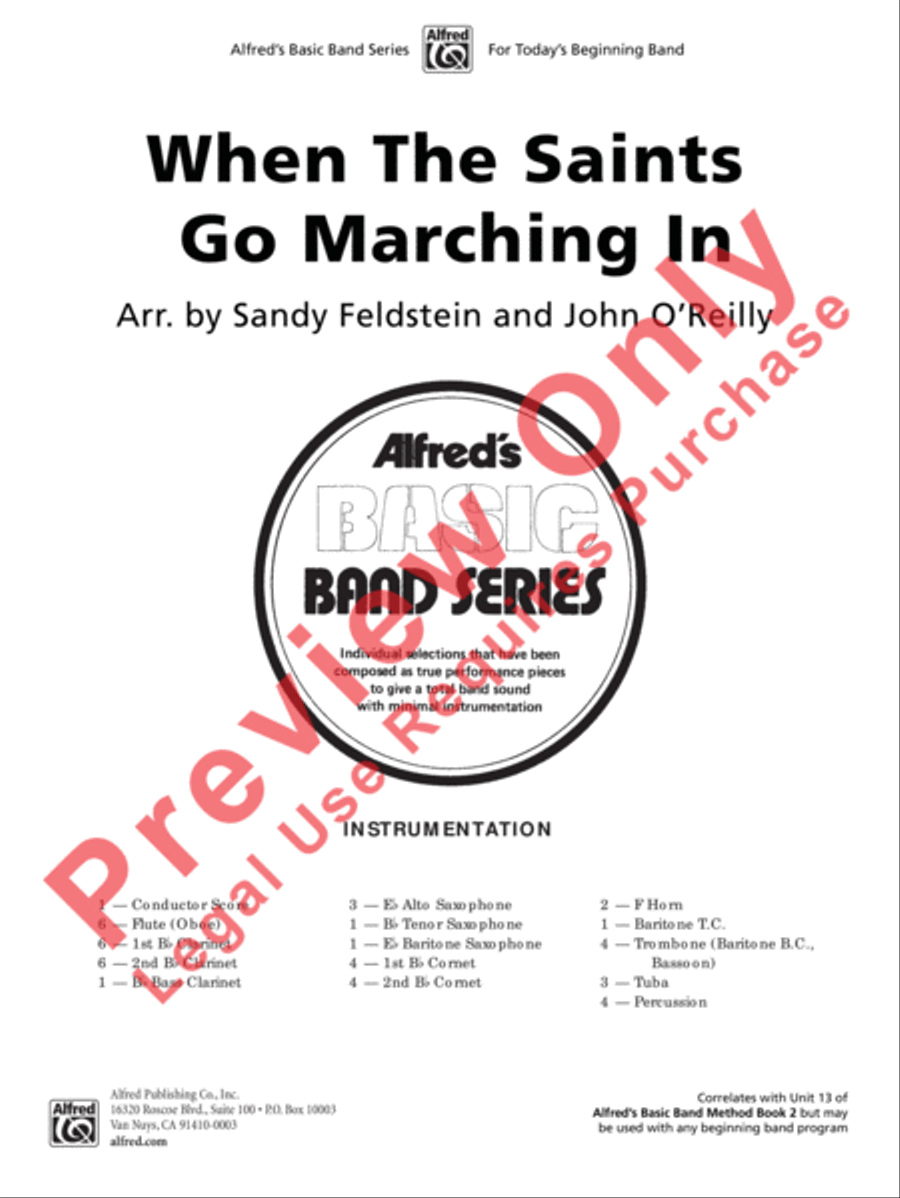 When the Saints Go Marching In Concert Band scores gallery preview page 2