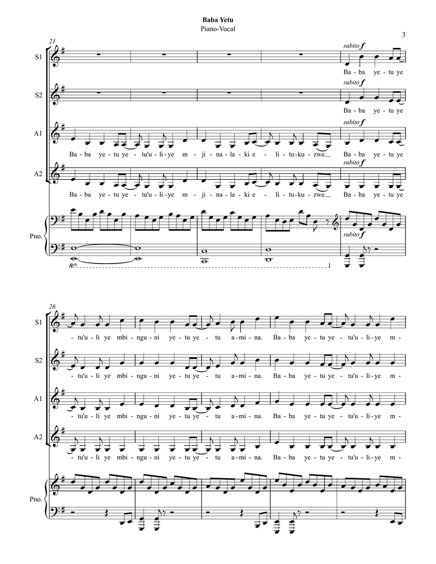 Baba Yetu SSAA scores gallery preview page 3