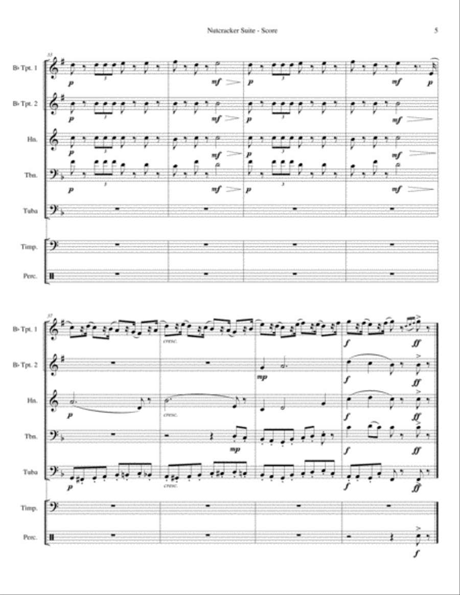 Nutcracker Suite (for Brass Quintet and opt. Percussion) Brass Ensemble scores gallery preview page 6