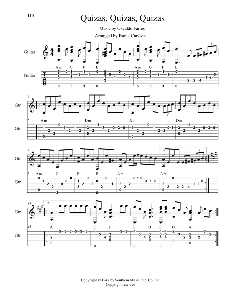 Quizas, Quizas, Quizas (perhaps, Perhaps, Perhaps) Guitar Tablature scores gallery preview page 1