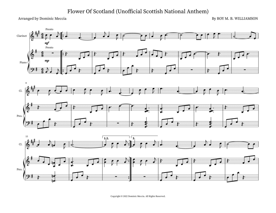 Flower Of Scotland (Unofficial Scottish National Anthem) Woodwind Duet scores gallery preview page 1