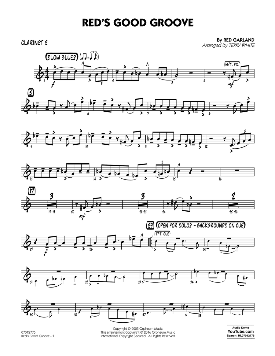 Red's Good Groove - Bb Clarinet 2 Jazz Ensemble scores gallery preview page 1