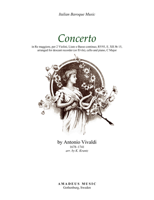 Concerto in D Major RV93, E XII No. 15 for descant recorder, cello and piano (C major)