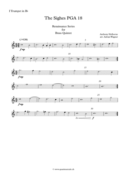 The Sighes PGA 18 (Anthony Holborne) Brass Quintet arr. Adrian Wagner image number null