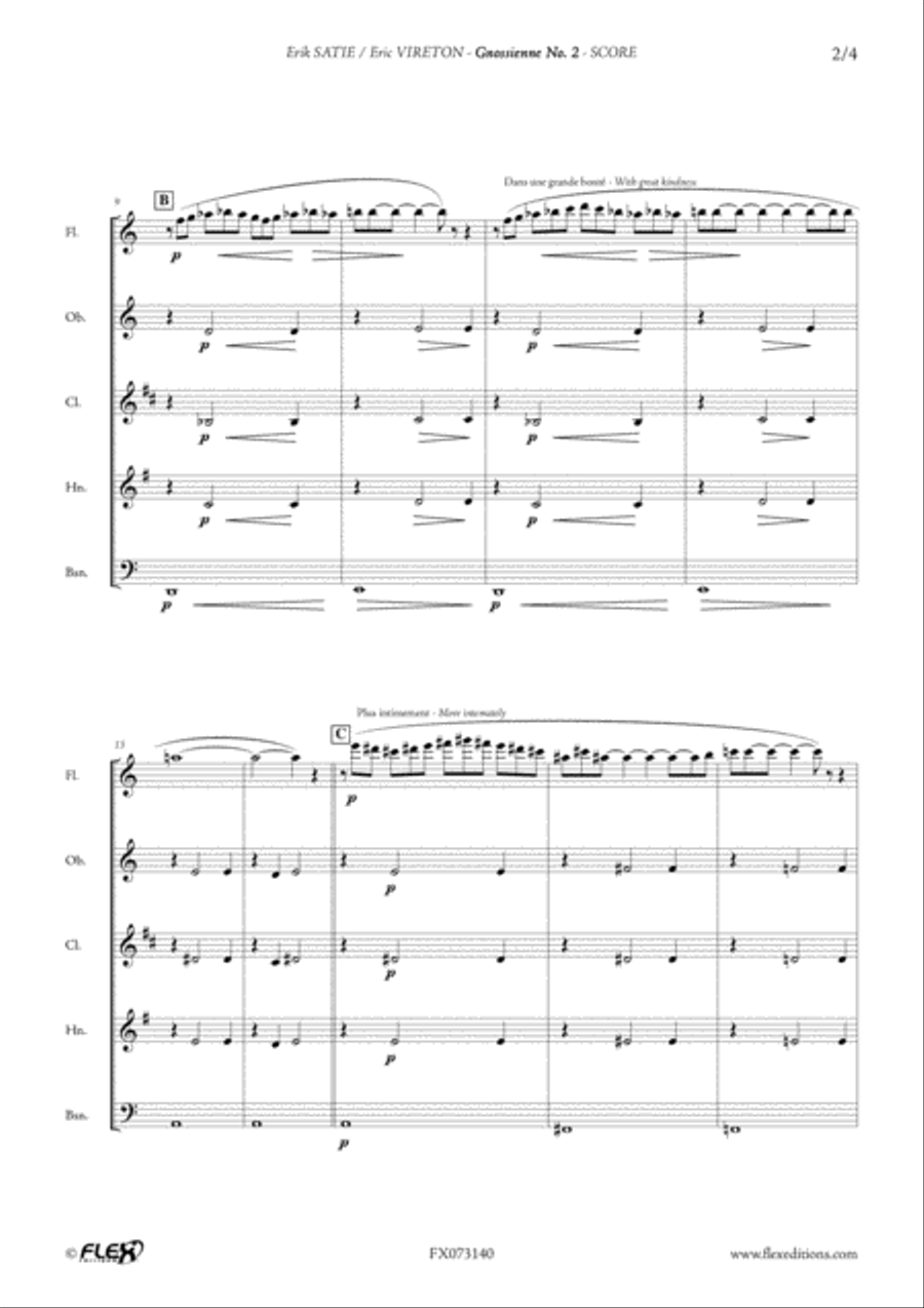 Gnossienne No. 2 Woodwind Quintet scores gallery preview page 3