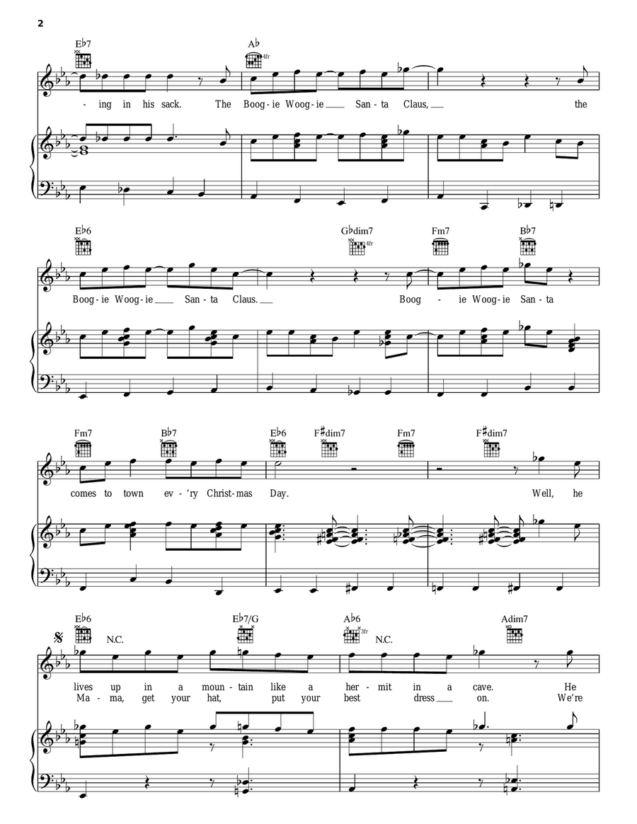 Boogie Woogie Santa Claus Piano, Vocal, Guitar scores gallery preview page 2
