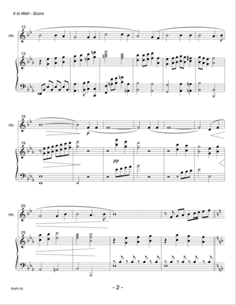 IT IS WELL WITH MY SOUL - HORN in F SOLO with Piano Accompaniment Piano scores gallery preview page 2