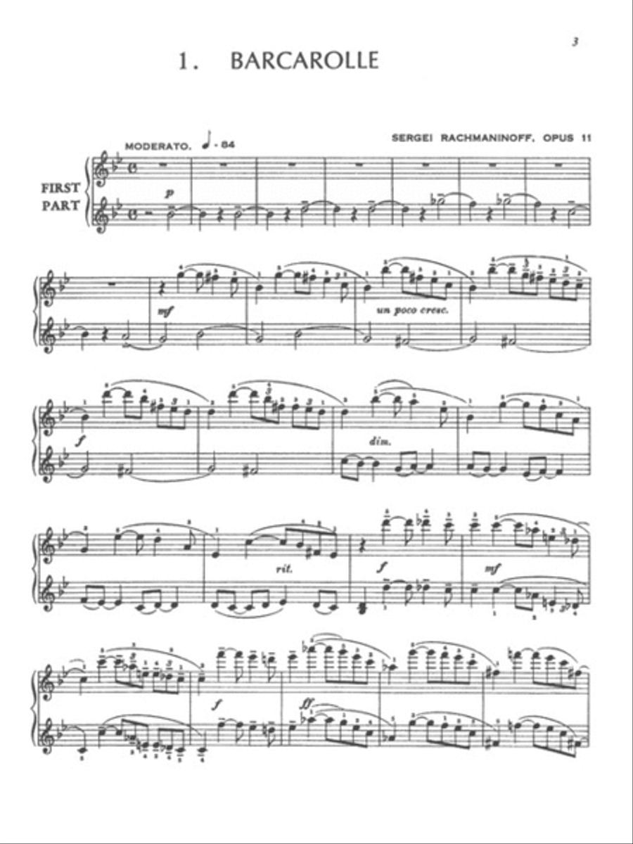 Rachmaninov – Six Pieces, Opus 11 Piano Solo scores gallery preview page 4