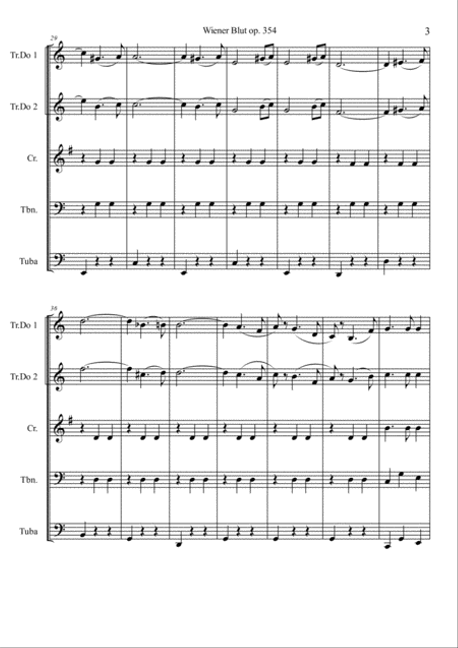 Wiener Blut op. 354 waltz Brass Ensemble scores gallery preview page 4
