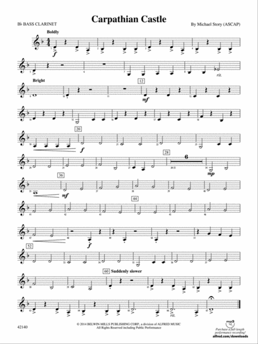 Carpathian Castle: B-flat Bass Clarinet Concert Band scores gallery preview page 1