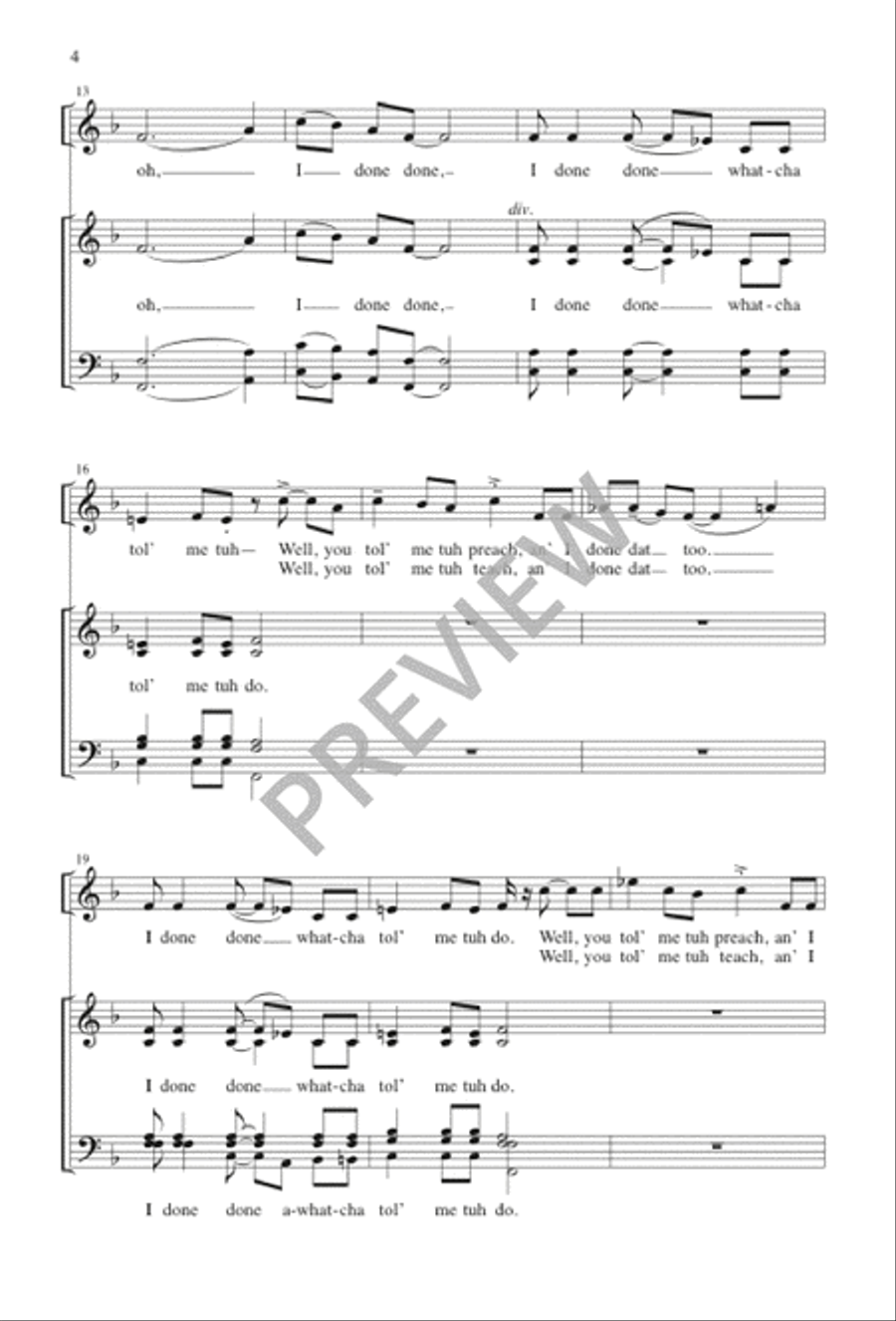 I Done Done What You Told Me to Do Choir scores gallery preview page 4