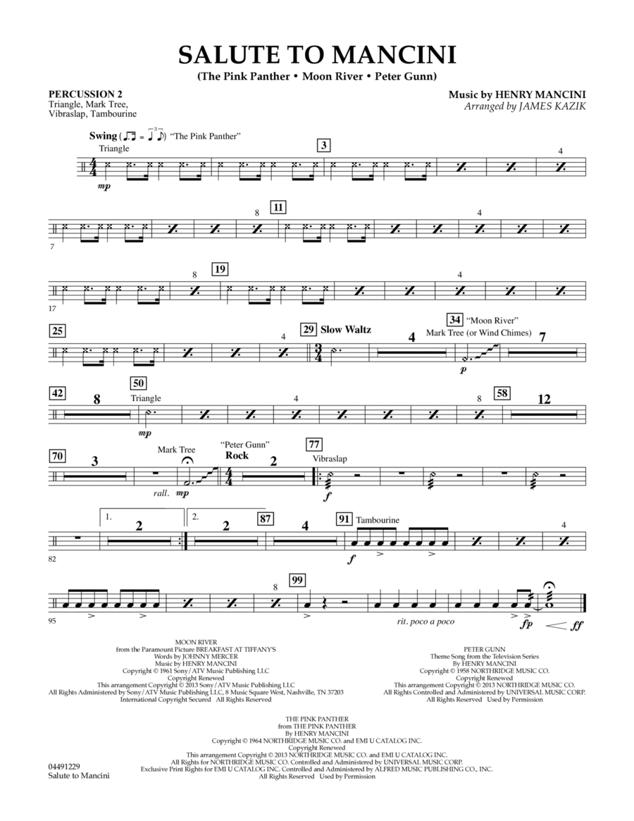 Salute to Mancini - Percussion 2 Orchestra scores gallery preview page 1