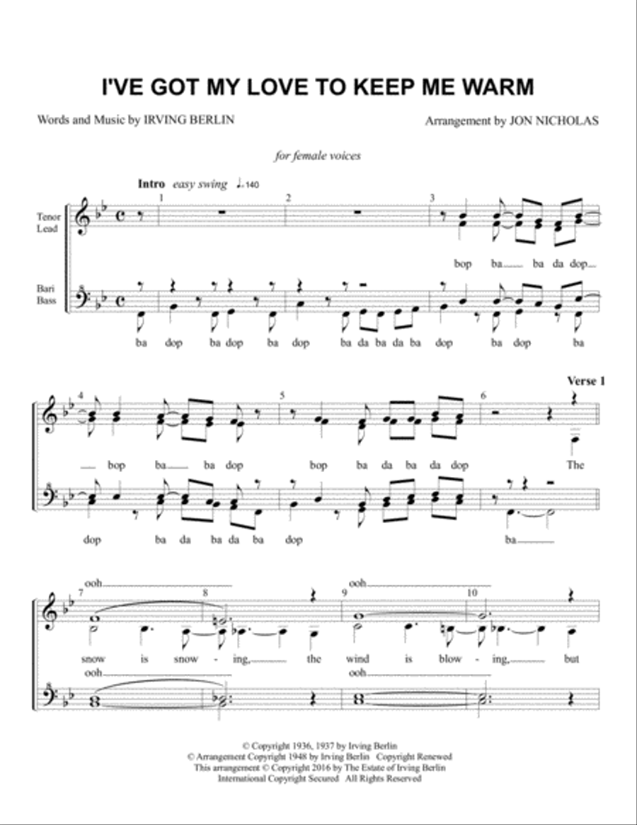 I've Got My Love To Keep Me Warm SSAA scores gallery preview page 1