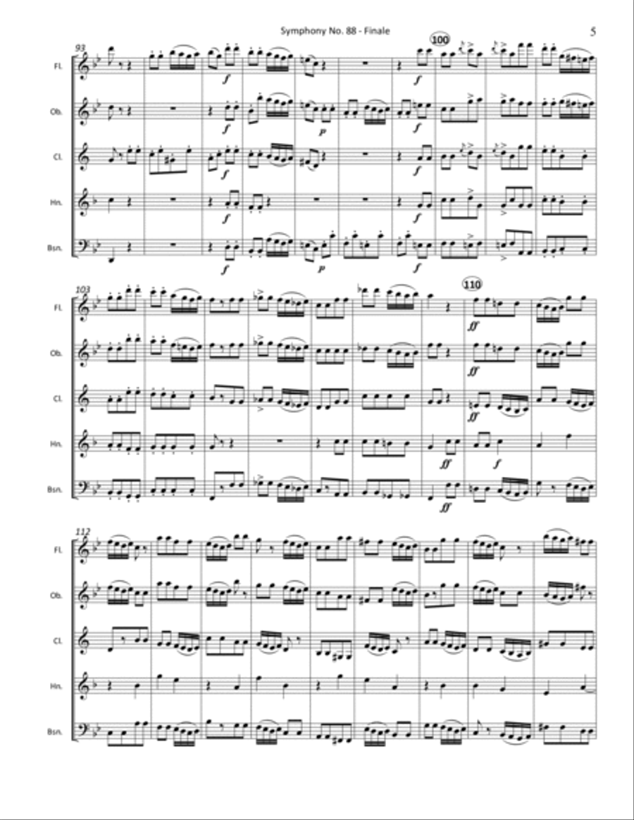 Symphony No. 88 Finale (4th Movement) for Woodwind Quintet Woodwind Quintet scores gallery preview page 6