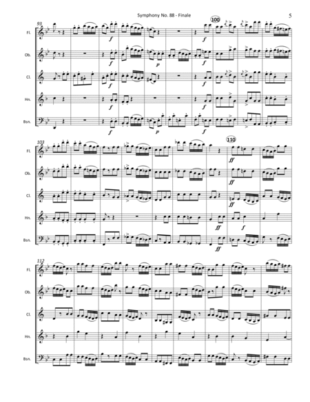 Symphony No. 88 Finale (4th Movement) for Woodwind Quintet image number null