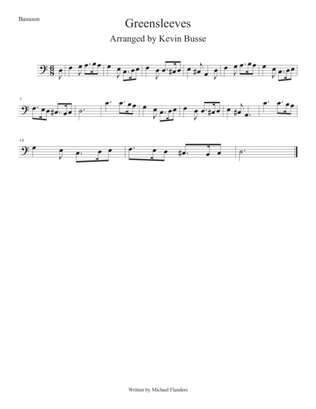 Greensleeves (Easy key of C) Bassoon