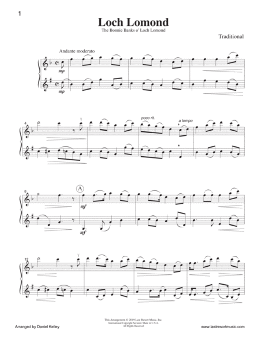Loch Lomond for Flute or Oboe or Violin & Clarinet Duet - Music for Two Small Ensemble scores gallery preview page 2