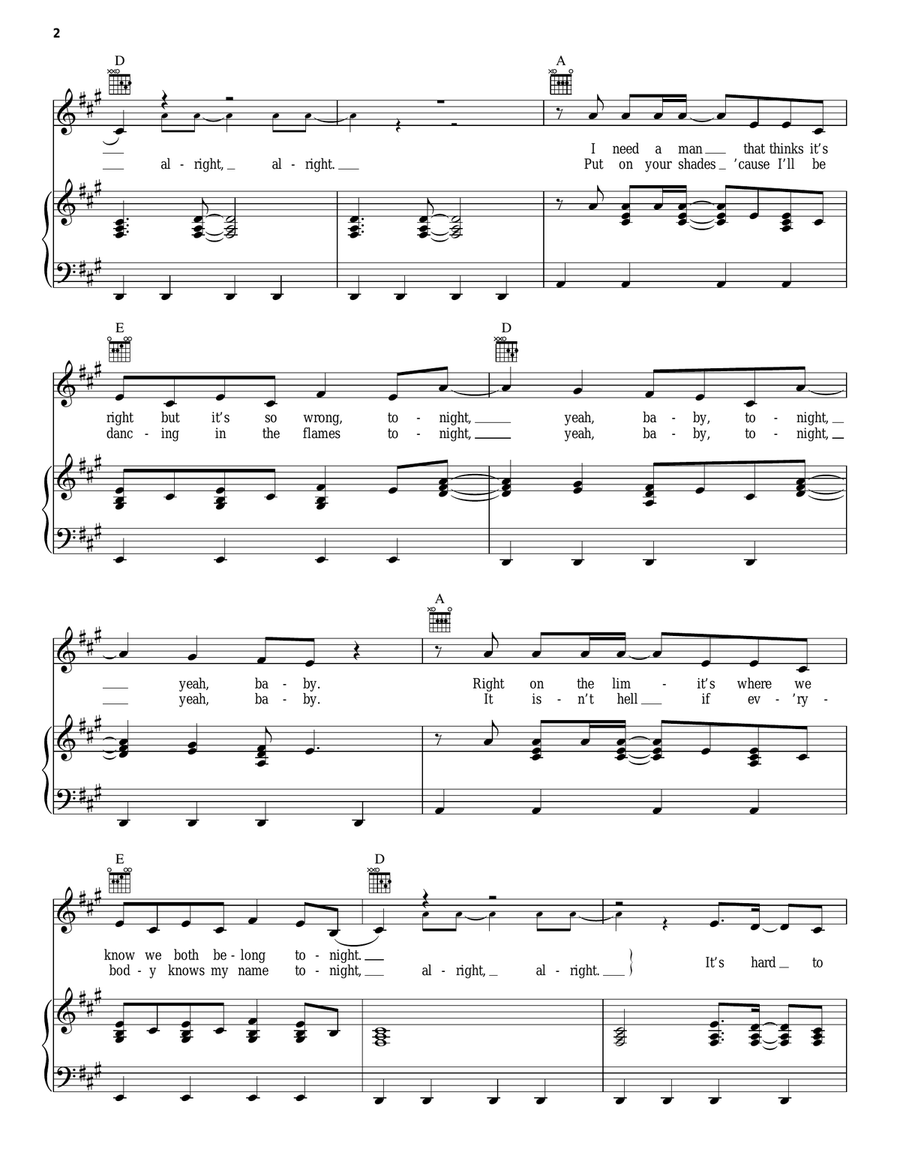 The Edge Of Glory Piano, Vocal, Guitar scores gallery preview page 2