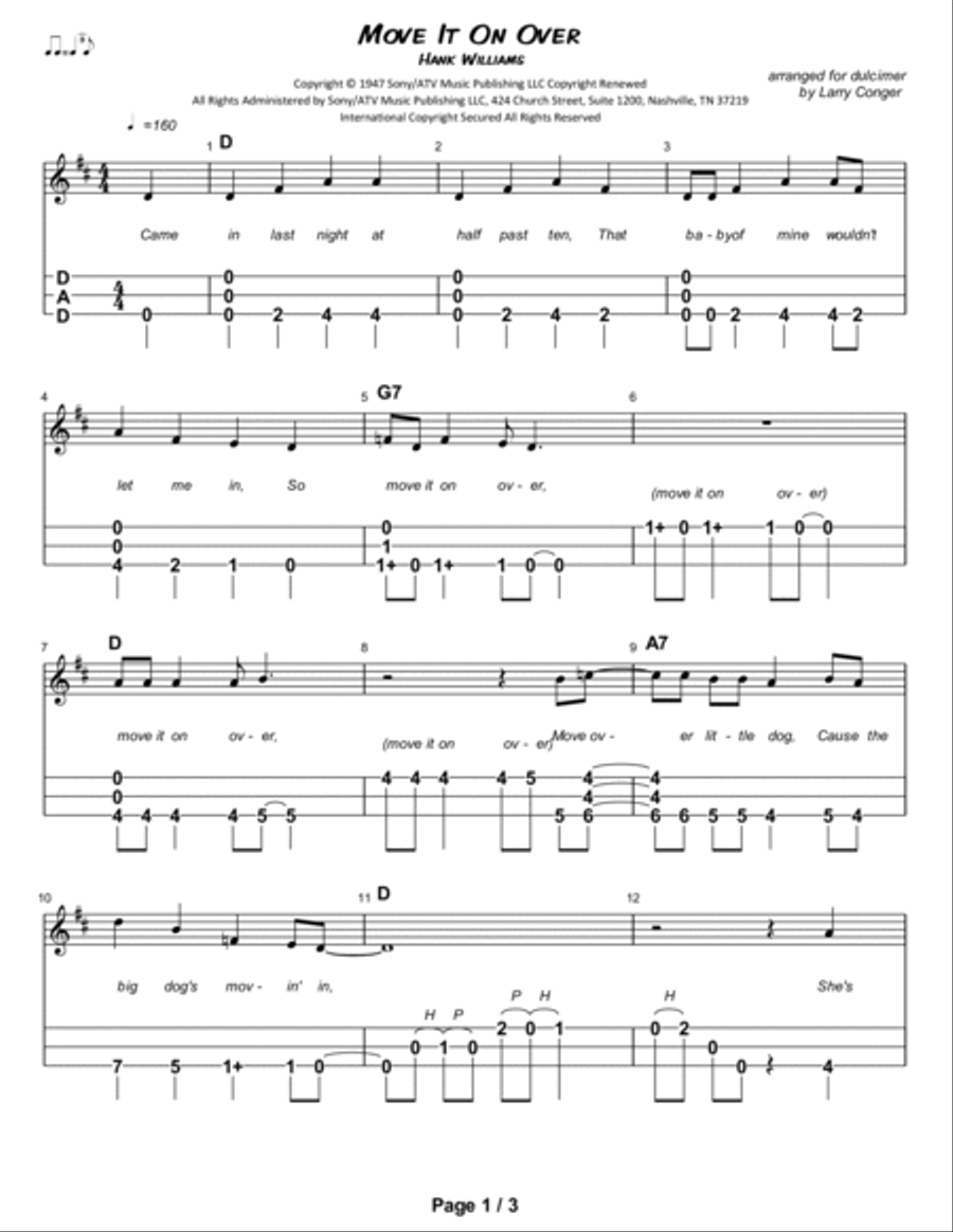 Move It On Over Dulcimer scores gallery preview page 2