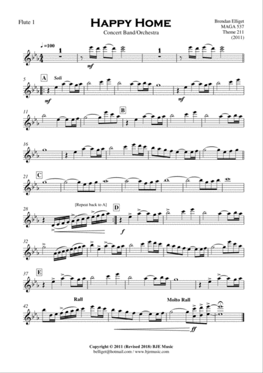 Happy Home - Concert Band/Orchestra Score and Parts PDF Concert Band scores gallery preview page 3