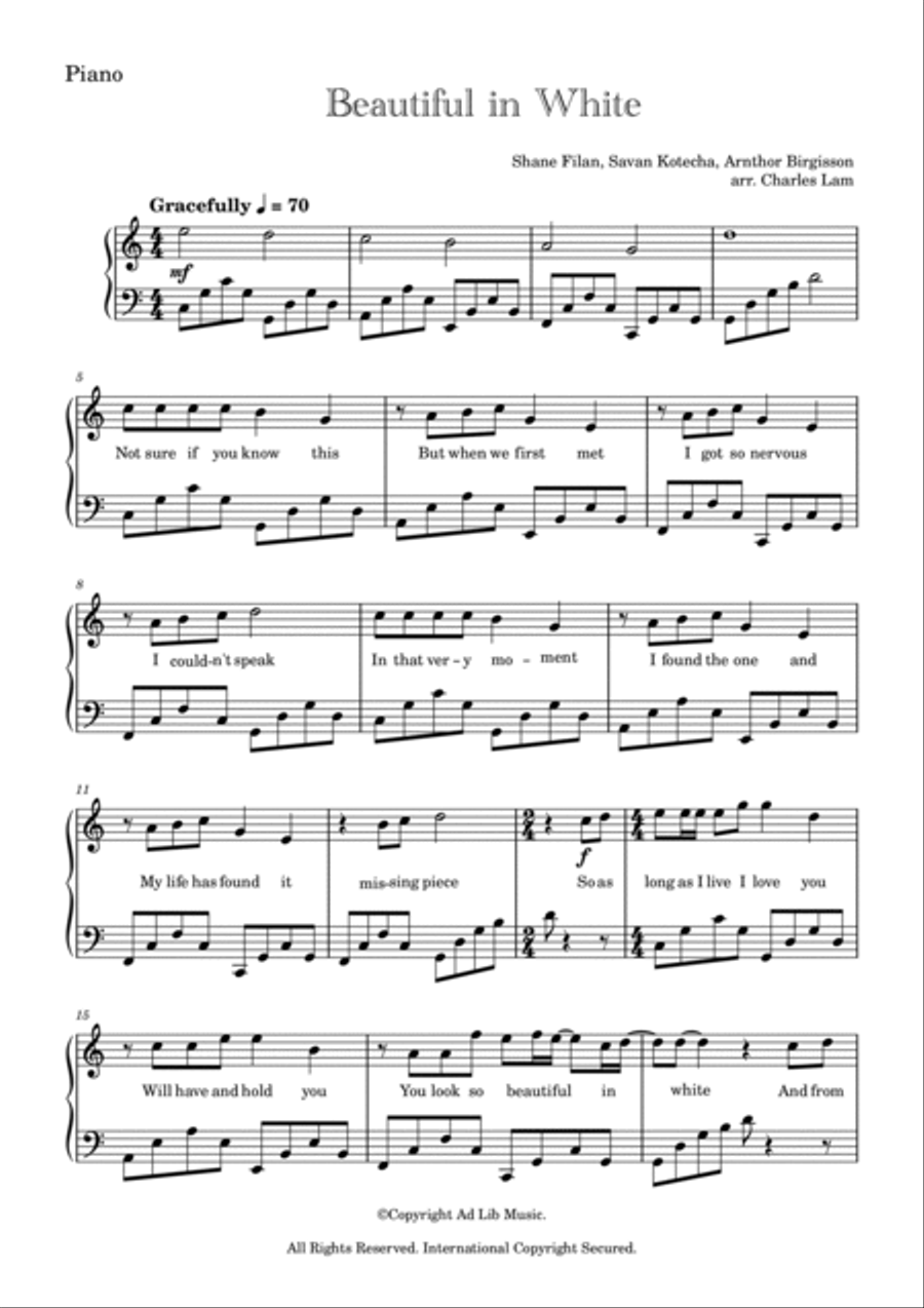 Beautiful In White Violin Solo scores gallery preview page 3