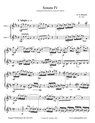Book cover for Handel: Sonata No. 4 for Flute Duo