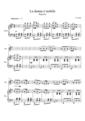 Giuseppe Verdi - La donna e mobile (Rigoletto) Oboe Solo - G Key