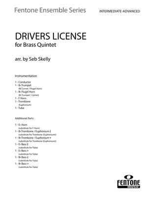Book cover for Drivers License (for Brass Quintet) (arr. Seb Skelly) - Full Score