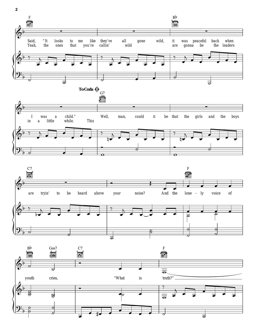 What Is Truth? Piano, Vocal, Guitar scores gallery preview page 2