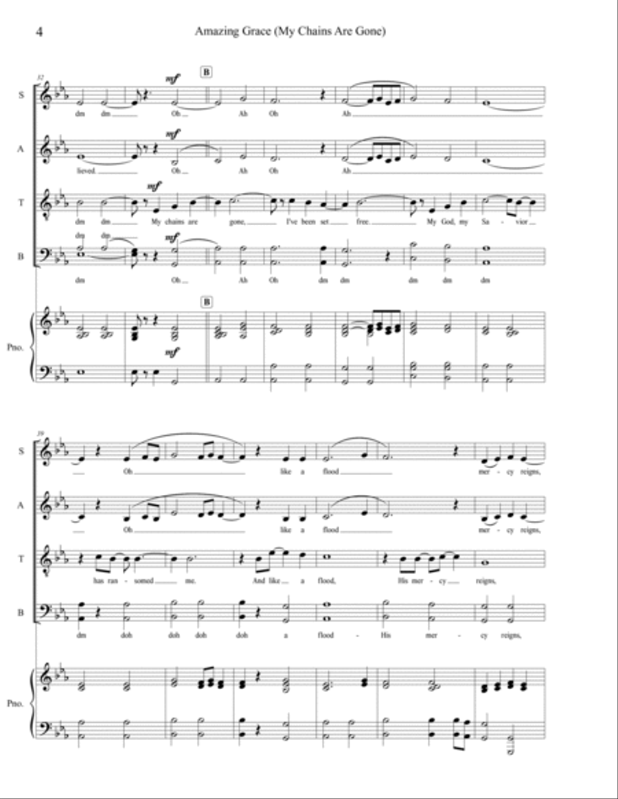 Amazing Grace (my Chains Are Gone) 4-Part scores gallery preview page 4