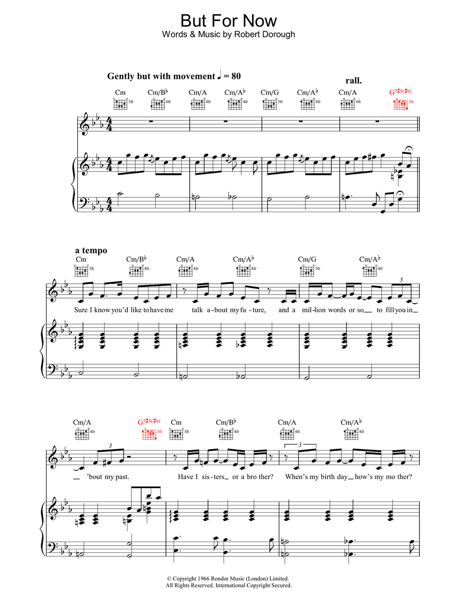 But For Now But For Now Piano, Vocal, Guitar scores gallery preview page 1