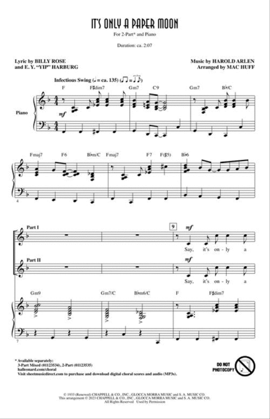 It's Only a Paper Moon 2-Part scores gallery preview page 3