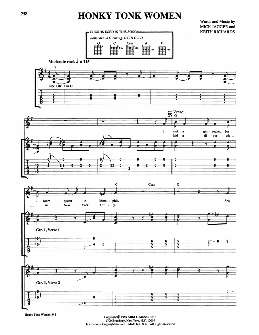 Honky Tonk Women Honky Tonk Women Acoustic Guitar scores gallery preview page 1