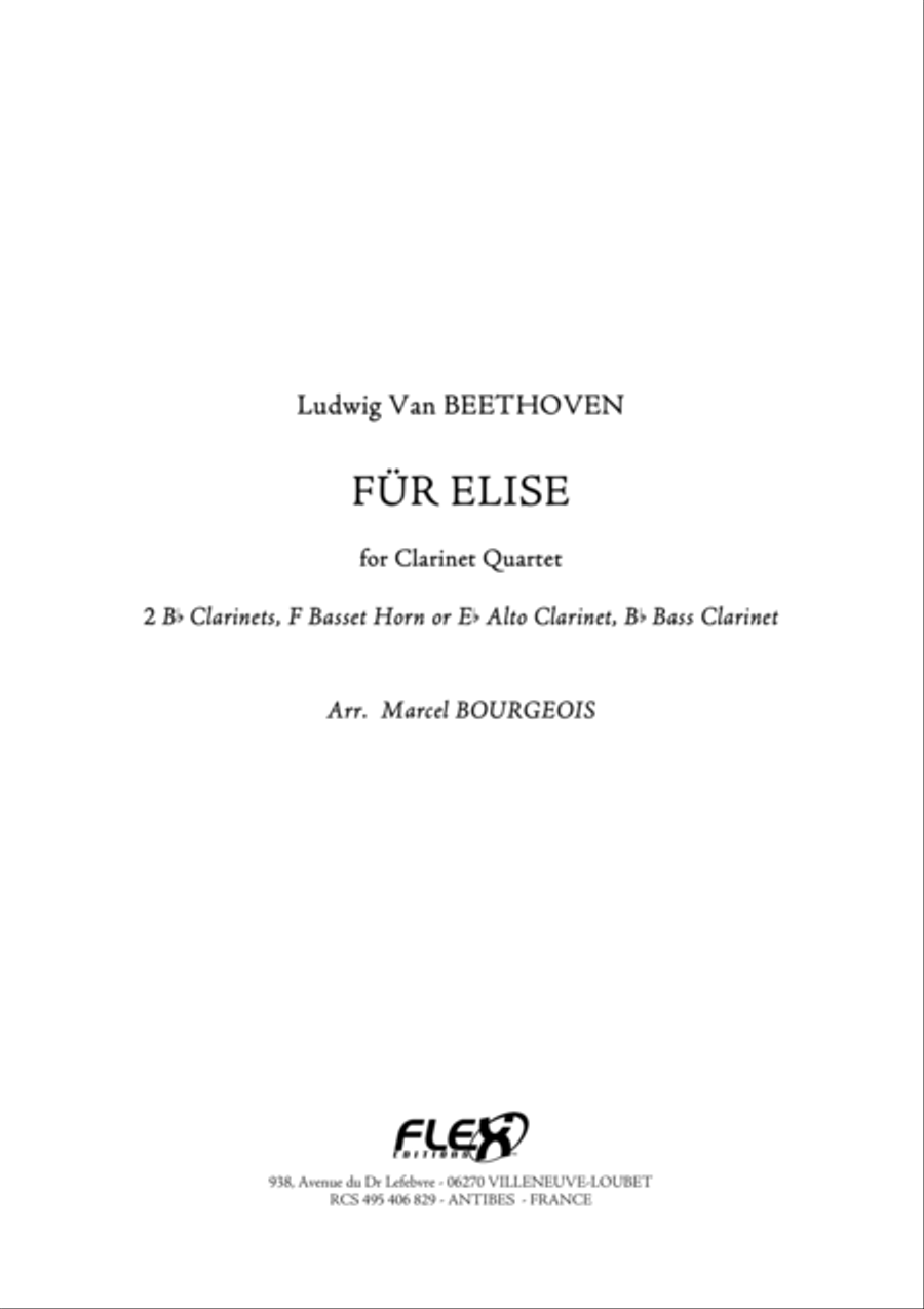 Fur Elise Fur Elise Clarinet Quartet scores gallery preview page 1