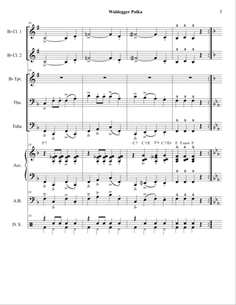 Waldegger Polka - German Band - Oktoberfest B-Flat Clarinet scores gallery preview page 6