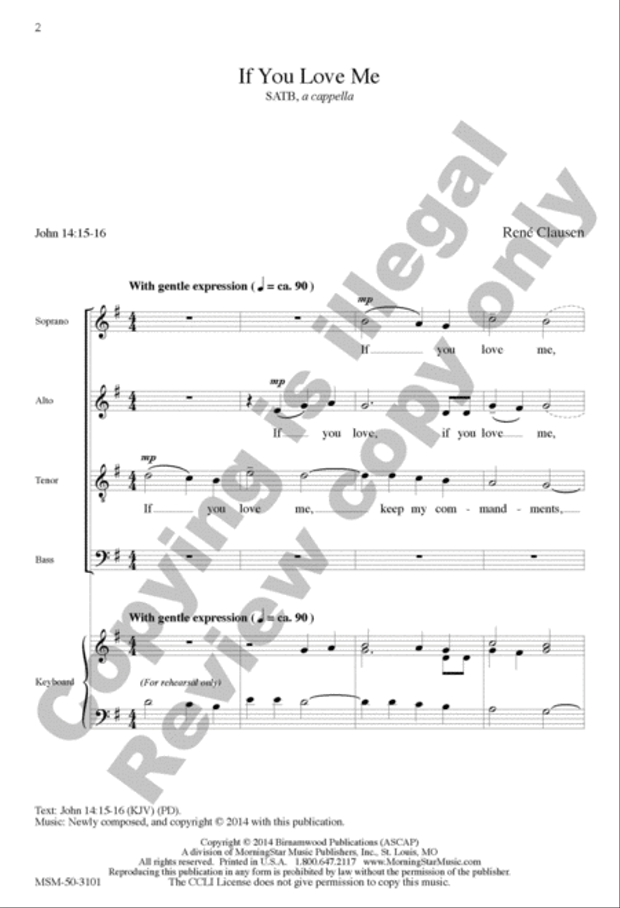 If You Love Me 4-Part scores gallery preview page 2