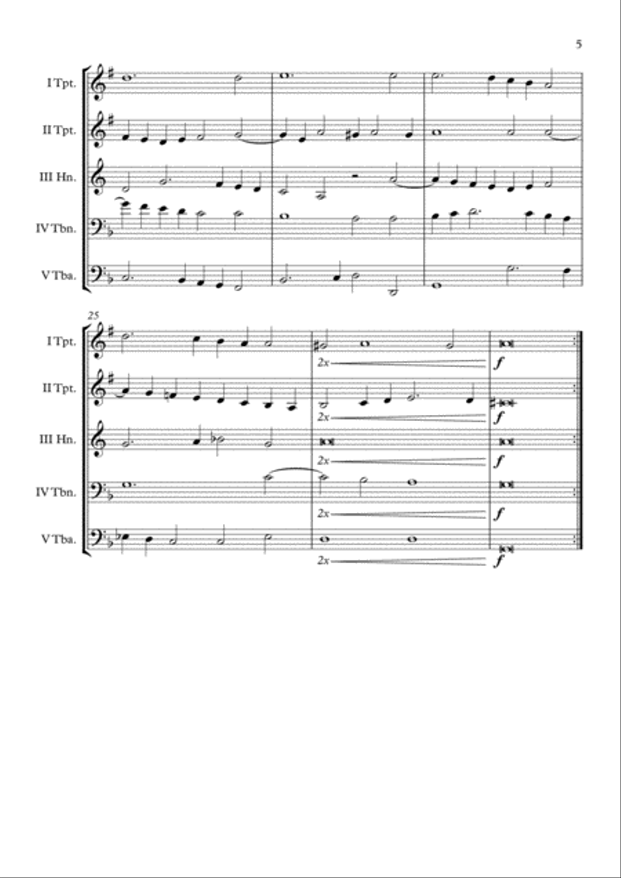 The Funerals PGA 31 (Anthony Holborne) Brass Quintet arr. Adrian Wagner Brass Quintet scores gallery preview page 5