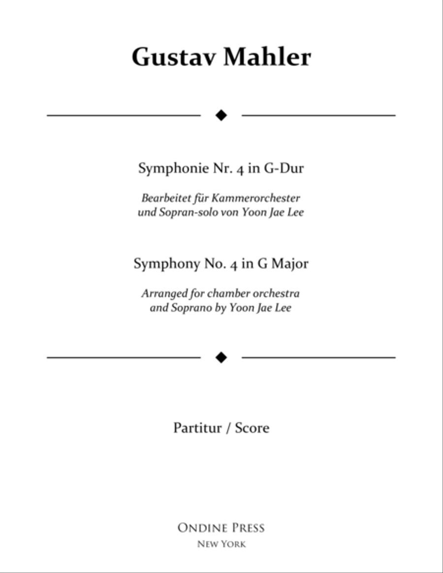 Mahler (arr. Lee): Symphony No. 4 in G Major 3rd movement, Full Score Chamber Orchestra scores gallery preview page 1