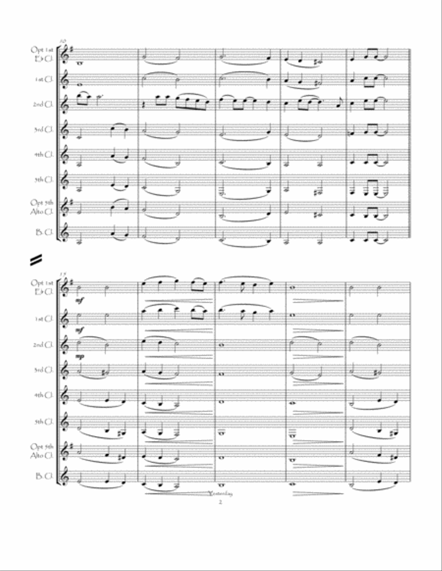 Yesterday Yesterday Clarinet Choir scores gallery preview page 5