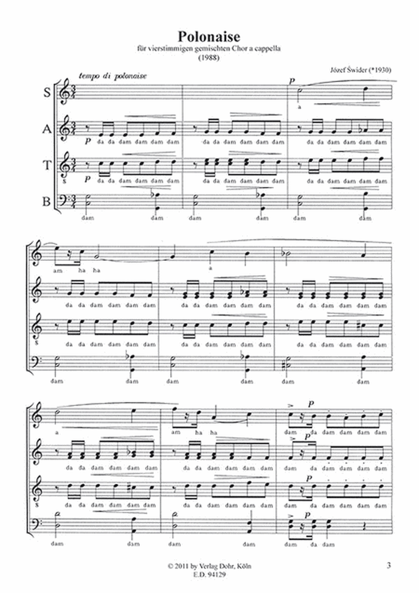 Polonaise für vierstimmigen gemischten Chor a cappella (1988)