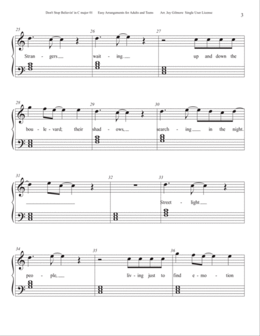 Don't Stop Believin' Easy Piano scores gallery preview page 6